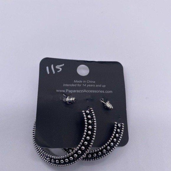 Retro Reverberation Sliver Earrings Hoop 
Item 115 - Picture 3 of 3